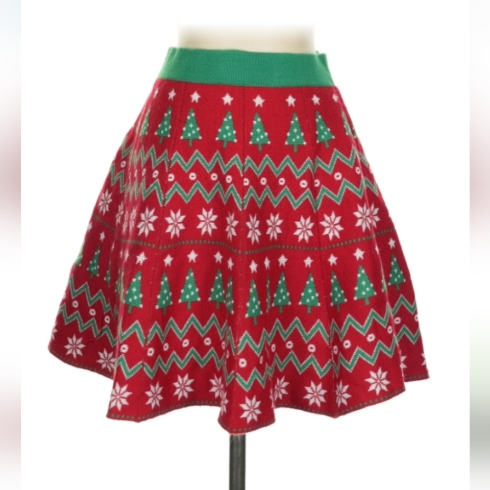 It’s Our Time Holiday Argyle Skirt Size S Excellent